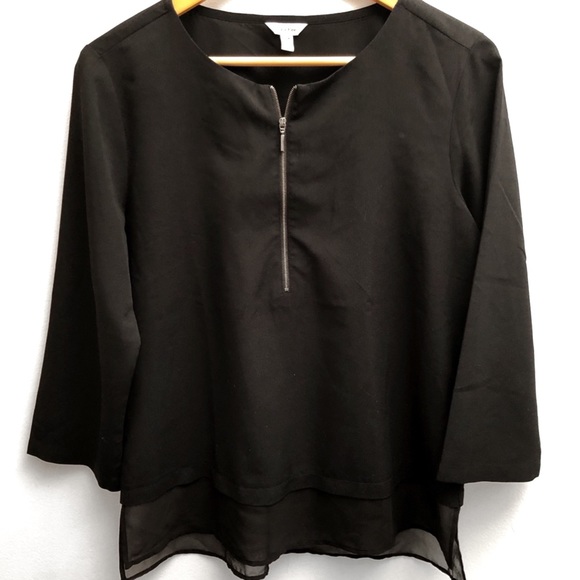 ❣️3/$30 Calvin Klein Black Long Sleeves Blouse - Picture 2 of 4